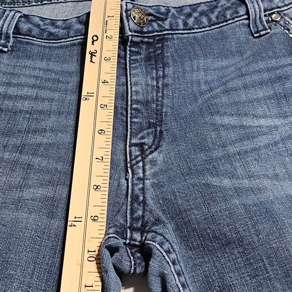 Rock 47 Wrangler Jeans Womens 15/16 Blue Ultra Low Rise Bootcut Rhinestone 40x30 - Picture 7 of 16